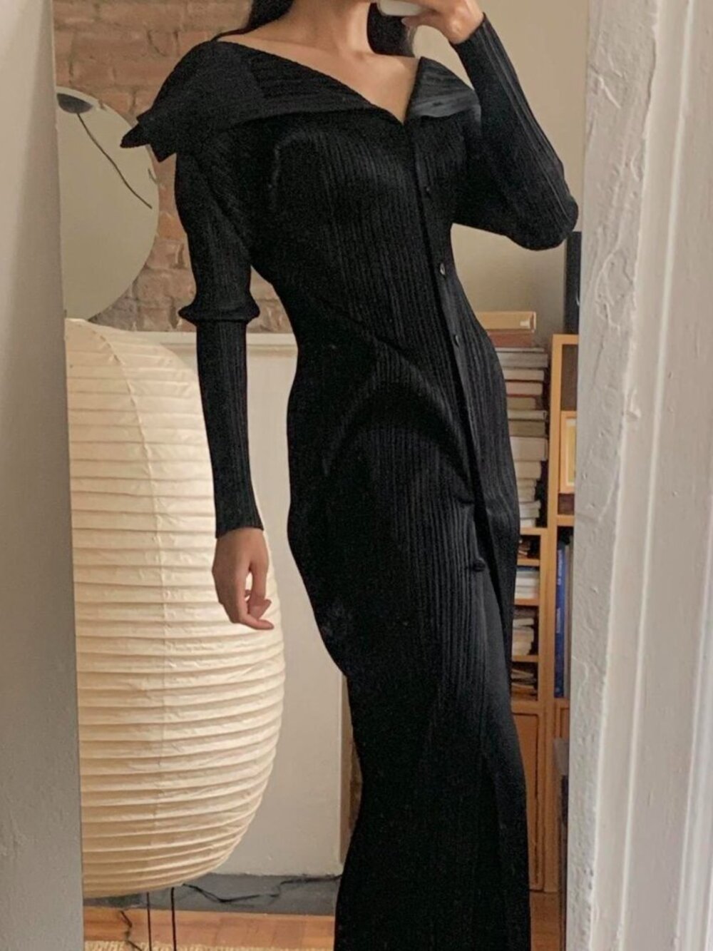 Issey Miyake Pleats Please Fold Collar Midi Jacket Black JP3 - Picture 2 of 8